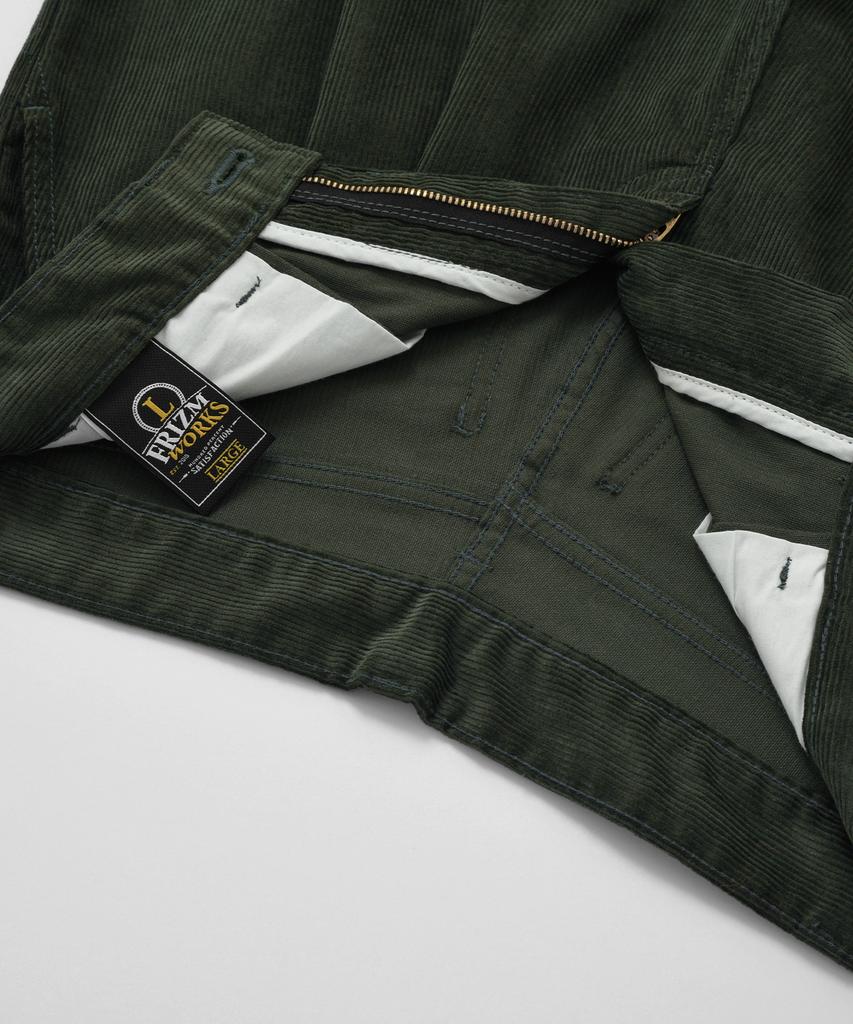 FRIZMWORKS Cord-Komfort-Hose mit zwei Falten _ Oliv