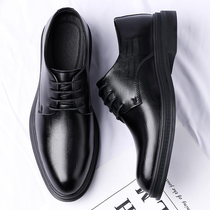 Men's Classic Loafers with Platform Heightening Feature. Business Formal Leather Shoes for Formal Occasions. Conference Shoes.