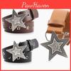 Fashion Womens Leather Belt With Star Pattern And Metal Buckle For Casual And Office Wear