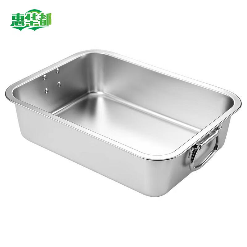 HUIHUADU 304 Stainless Steel Deep Rectangular Food Pan Set with Lids, 5-Piece