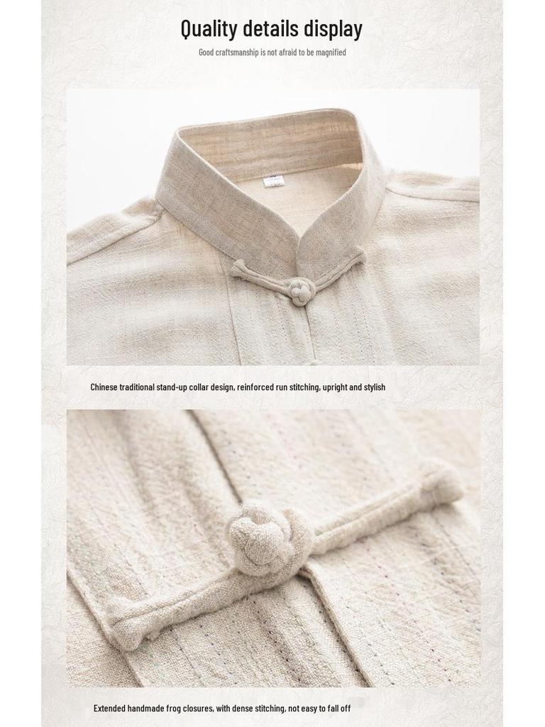 Men's Youth Linen Tang Suit - Chinese Style Zhongshan Jacket Hanfu Set