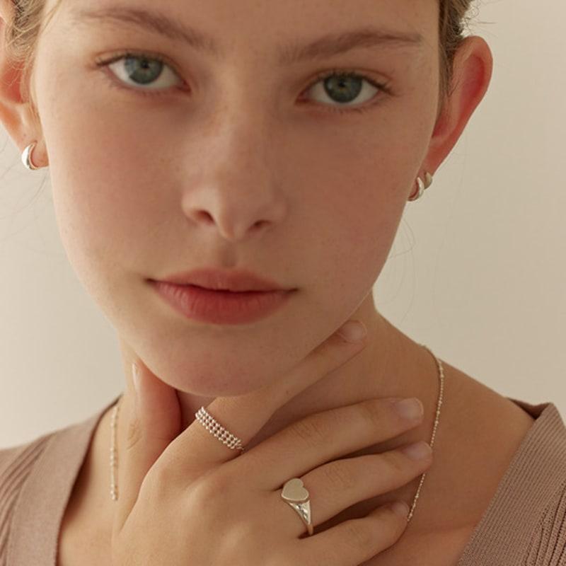 Lewe Silver matte two tone heart ring