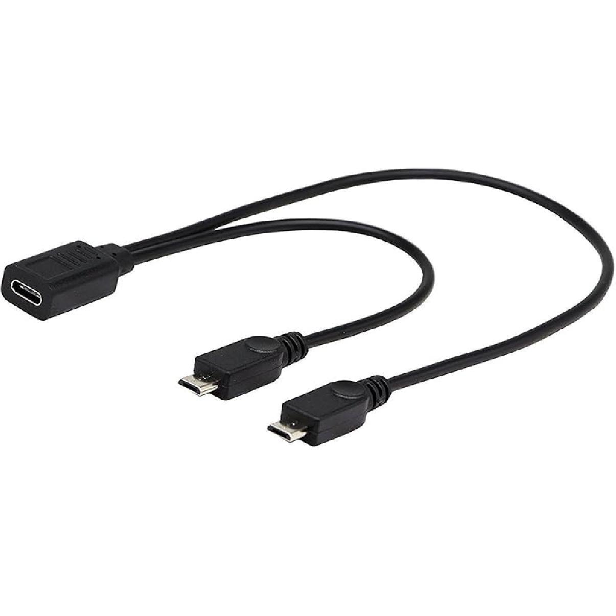 zdyCG Micro USB 2.0 & USB-C Multi-Connector Sync & Charge Cable - 30cm (For Smartphones, Computers, Tablets with Micro USB & USB Type-C Ports) 2 Micro USB
