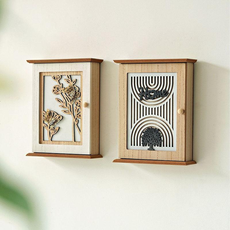 Vintage Wooden Key Holder Wall Mount, Entryway Organizer with Hooks for Keys Mail, Anti-Loss Storage Rack for Home Office