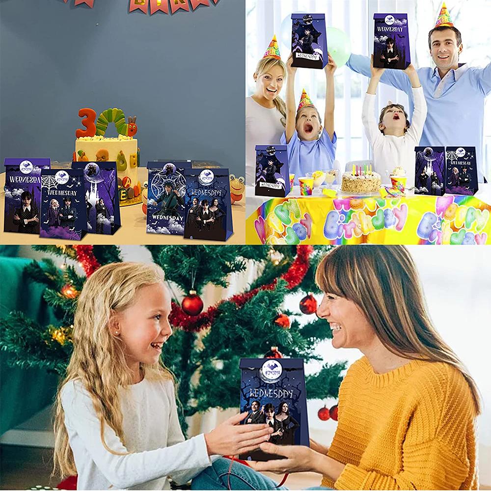 24 szt. Torebek na prezenty na imprezę w środę z 36 naklejkami do dekoracji na przyjęcie urodzinowe