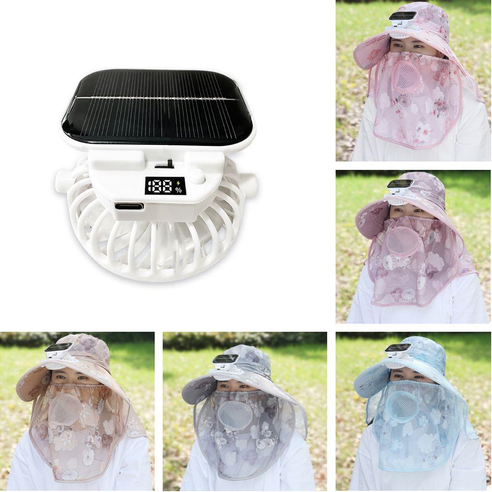 Digital Display Screen Solar Fan Visor Hat Breathable Mesh Women's Picking Tea Hat  Tea Picking