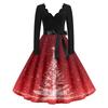 Women's Casual Fashion V Neck Christmas Printed Vintage Dress