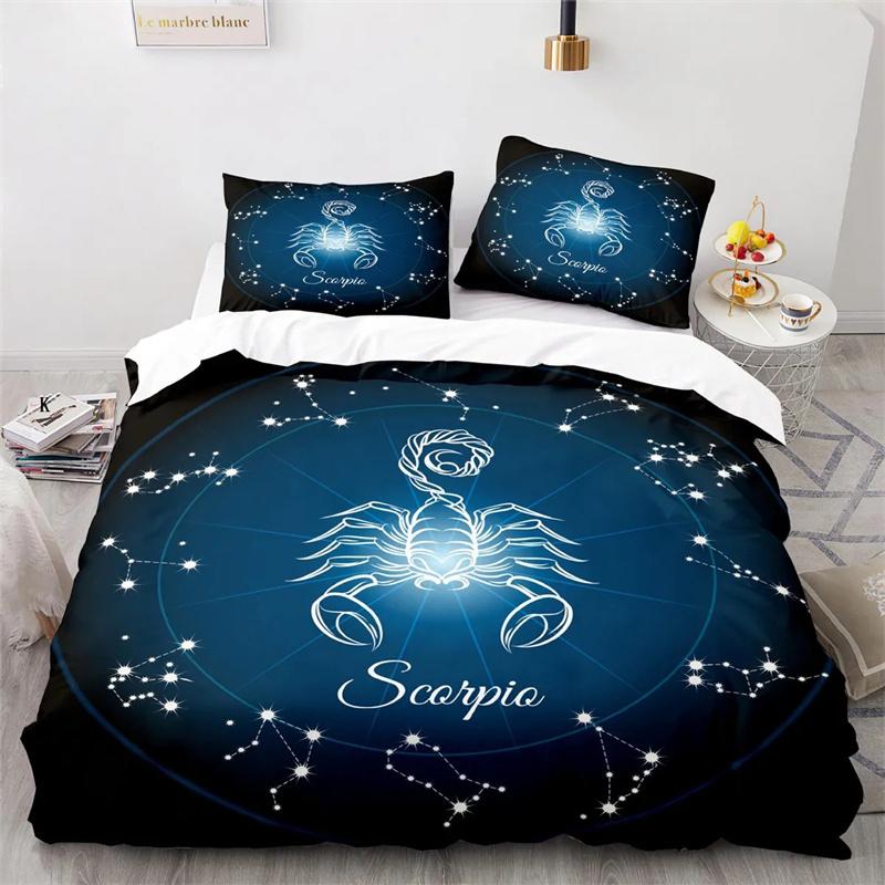 Husă de Plapumă Douăsprezece Constelații Temă Galaxie Husă de Plapumă Mărime King pentru Decor Dormitor Constelații pentru Copii Femei Bărbați