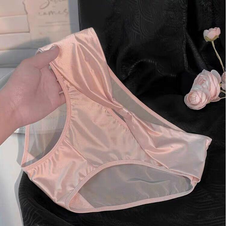 Lady Summer Pure Desire Sexy Lace Bowknot Net Gauze Hollow Ice Silk Low Waist Pack Hip Triangle Briefs