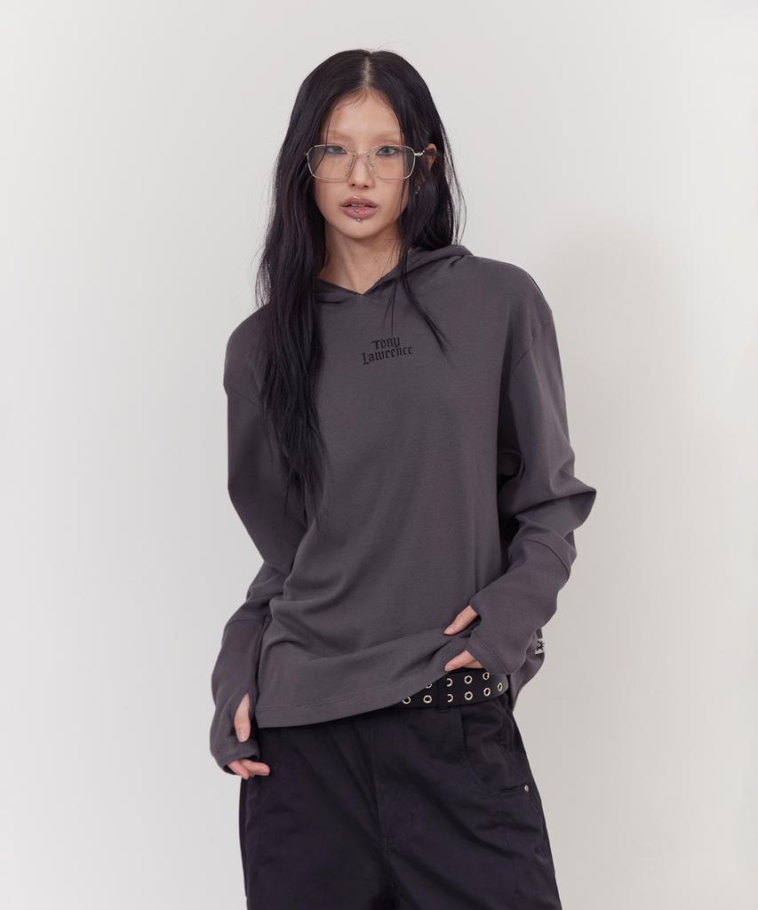 Fingerhole Hooded Long Sleeve Charcoal