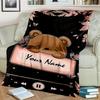 1PC Custom Name Bear Butterflies Theme Flannel Blankets Patterns Throw Blanket All-Season Soft Gift for Couch, Bed, Camping Gifts