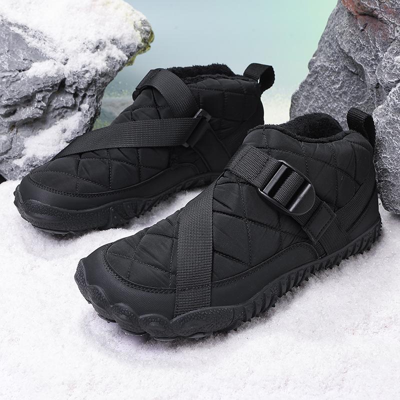 

2025 Winter New Fashion Men s Boots Thickened Warm Cotton Shoes Short Plush Thick Soled Non-slip Male Sneakers Casual Snow Boots 36 чёрный