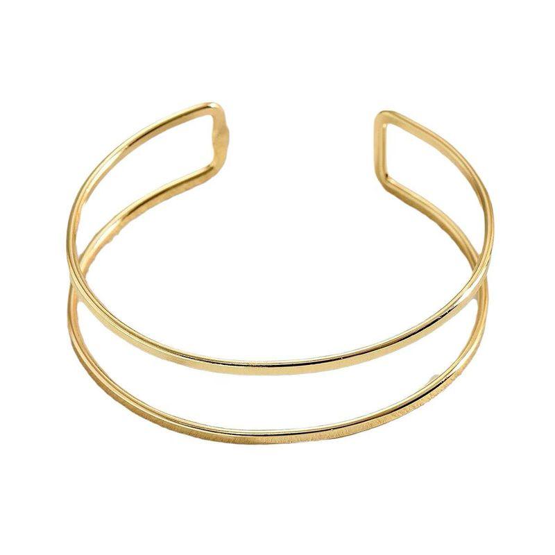 Fashion Simple Hollow Double Metal Bangle Bracelet Stylish Simple Style Opening Adjustable Arm Ring Accessories