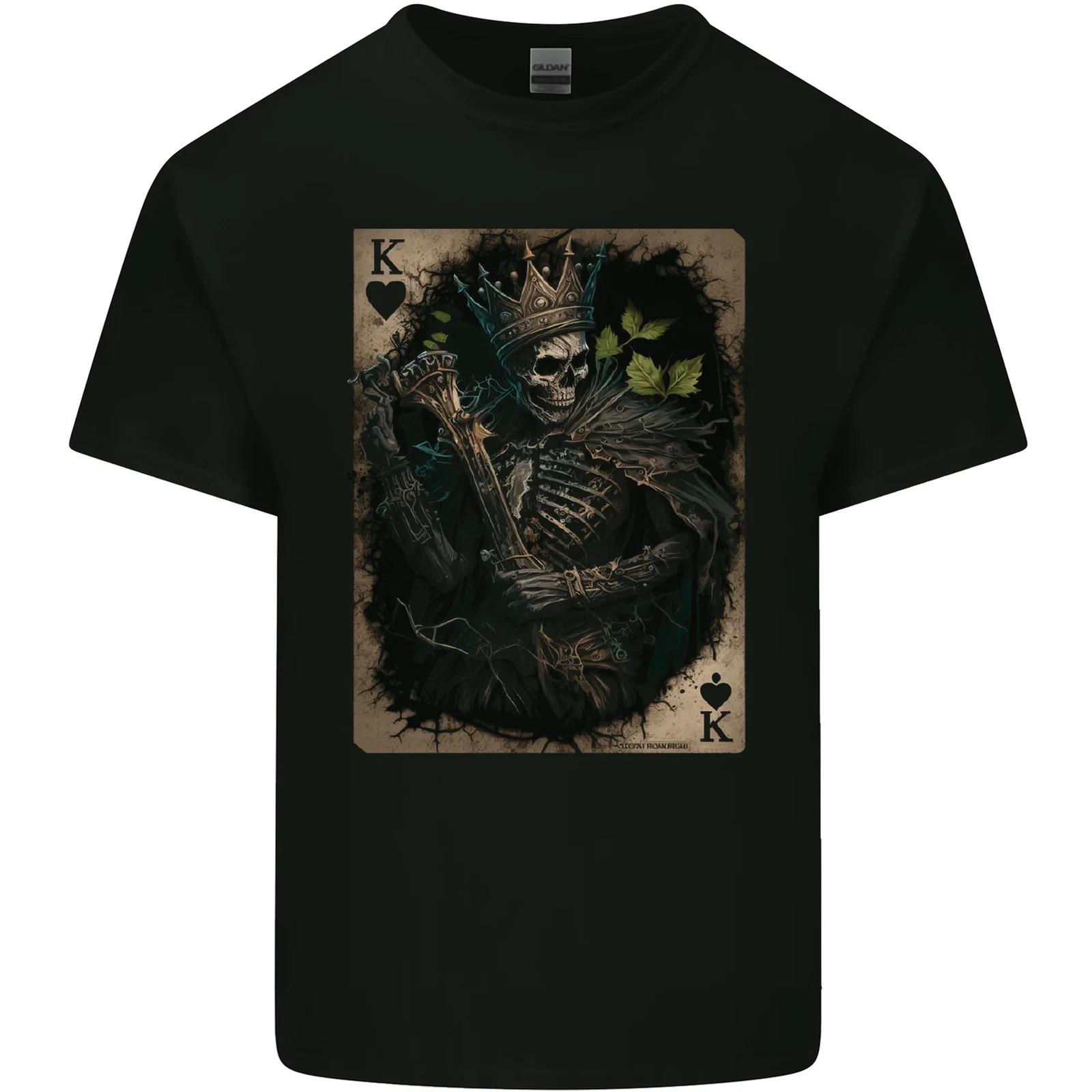 King of Hearts Skull Playing Cards Kids T-Shirt Childrens XL