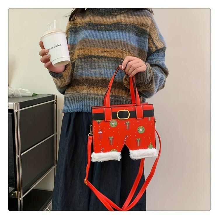 Chic Christmas-Themed Women'S Crossbody Bag Faux Leather Zip Closure Versatile & Trendy