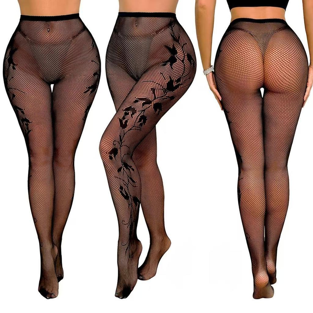Sexy Fishing Net Socks Women's Hollow Jacquard Pantyhose High Elasticity Thin Lace Mesh Stockings