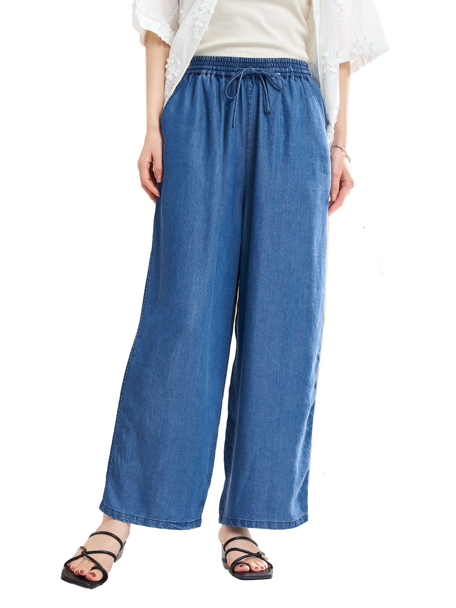 Cohen Light Denim Easy Wide Pants 76406030376 7570 L COBALT(75)