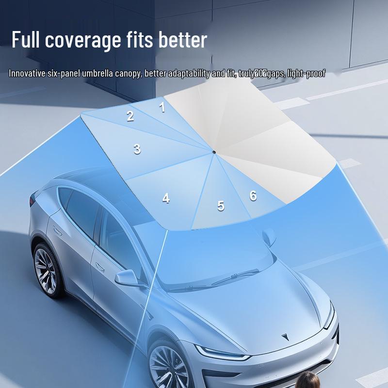Custom-Fit Umbrella Car Sunshade for Front Windshield - Heat and Sun Protection Dedicated