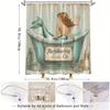 Mermaid Shower Curtain - Watercolor Merfolk & Vintage Tub Design, Colorful Fantasy Scene, Water-Resistant Polyester