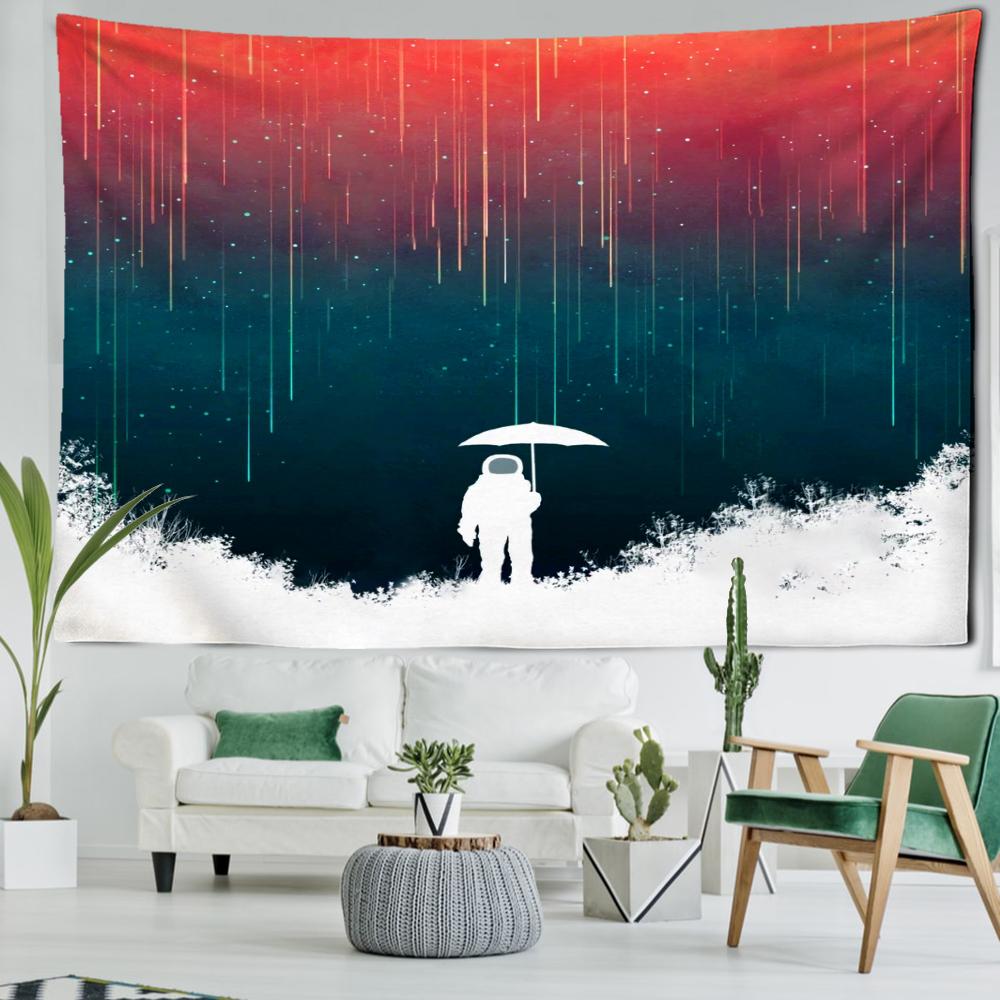 Cartoon Starry Sky Astronaut Wandteppich Hängen Raum Hippie Tapiz Psychedelic Kawayi Ästhetischen Room Home Decor