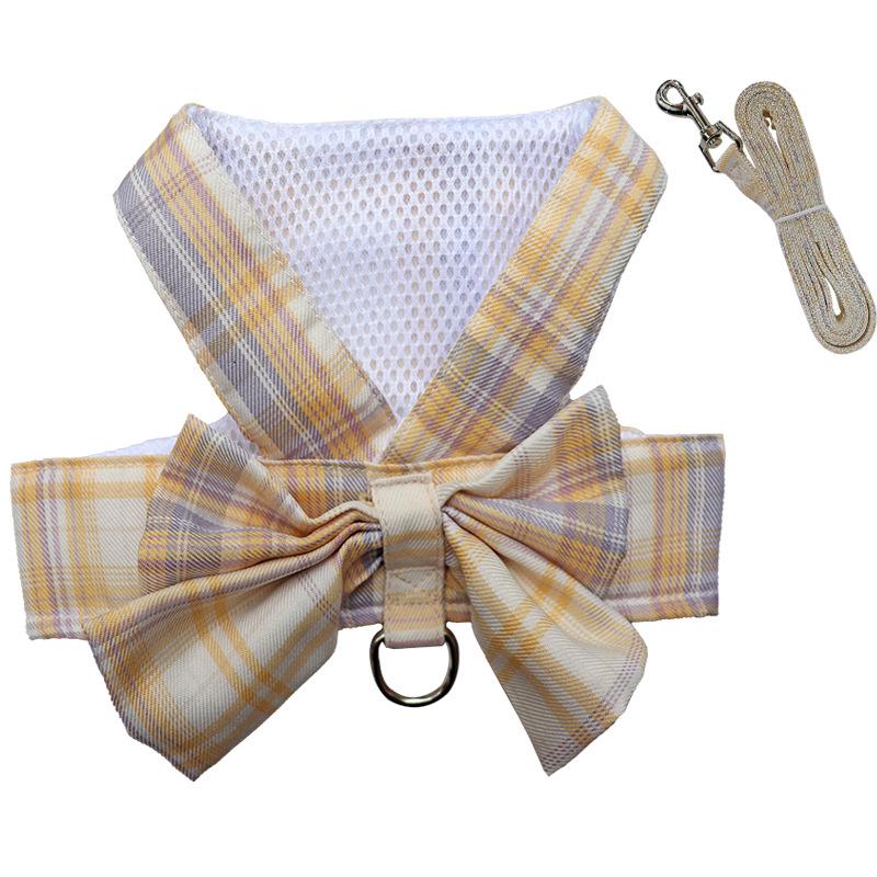 Pet Plaid Skirt Vest Harness & Leash Set for Dogs & Cats