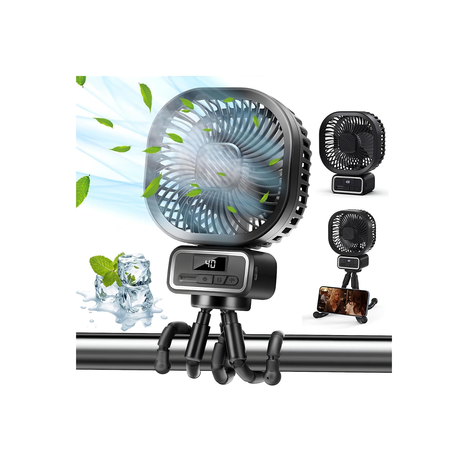 

Risingvent Desktop Fan with Automatic Oscillating 3 Power and Wind Speed Perfect for or USB Strong Ideal for and Portable Handheld Fan Head, Settings, сірий колір