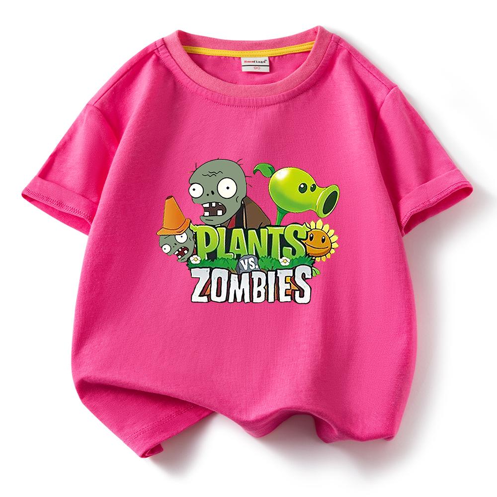 Plants Vs. Zombies Kids' Pure Cotton T-Shirt - Boys and Girls Summer Short Sleeve Loose Breathable Top