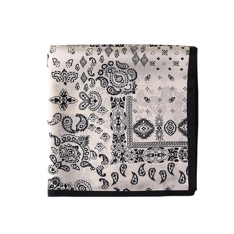 100% silk small square scarf women's summer thin mulberry silk scarf retro cashew flower scarf versatile sunscreen silk scarf