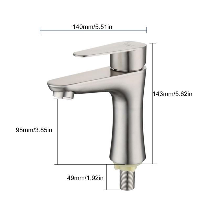 Stainless Steels Cold Water Tap Faucet Single Lever Bathroom Tap with 60cm Hose Kitchen Sink Water Tap Easy to Install