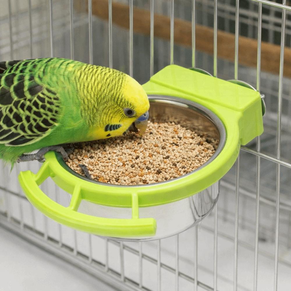 Stainless Steel Bird Food Container Durable Hanging Bird Bowl Bird Feeding Dish Parrot Cage