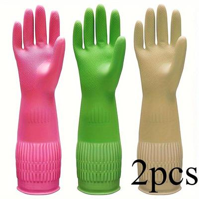 2 Stück Premium Putzhandschuhe - Wasserdicht, Rutschfest, Schwerlast für Küche, Geschirrspülen, Wäsche - Langlebig, Schnelltrocknend, Mehrzweck