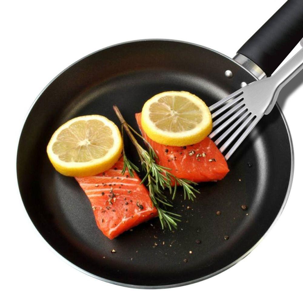 Slotted Fish Turner Thick Polished Long Handle Steak Spatula Hollow Fan Shape Multi-functional Pancake Shovel Frying Tasks