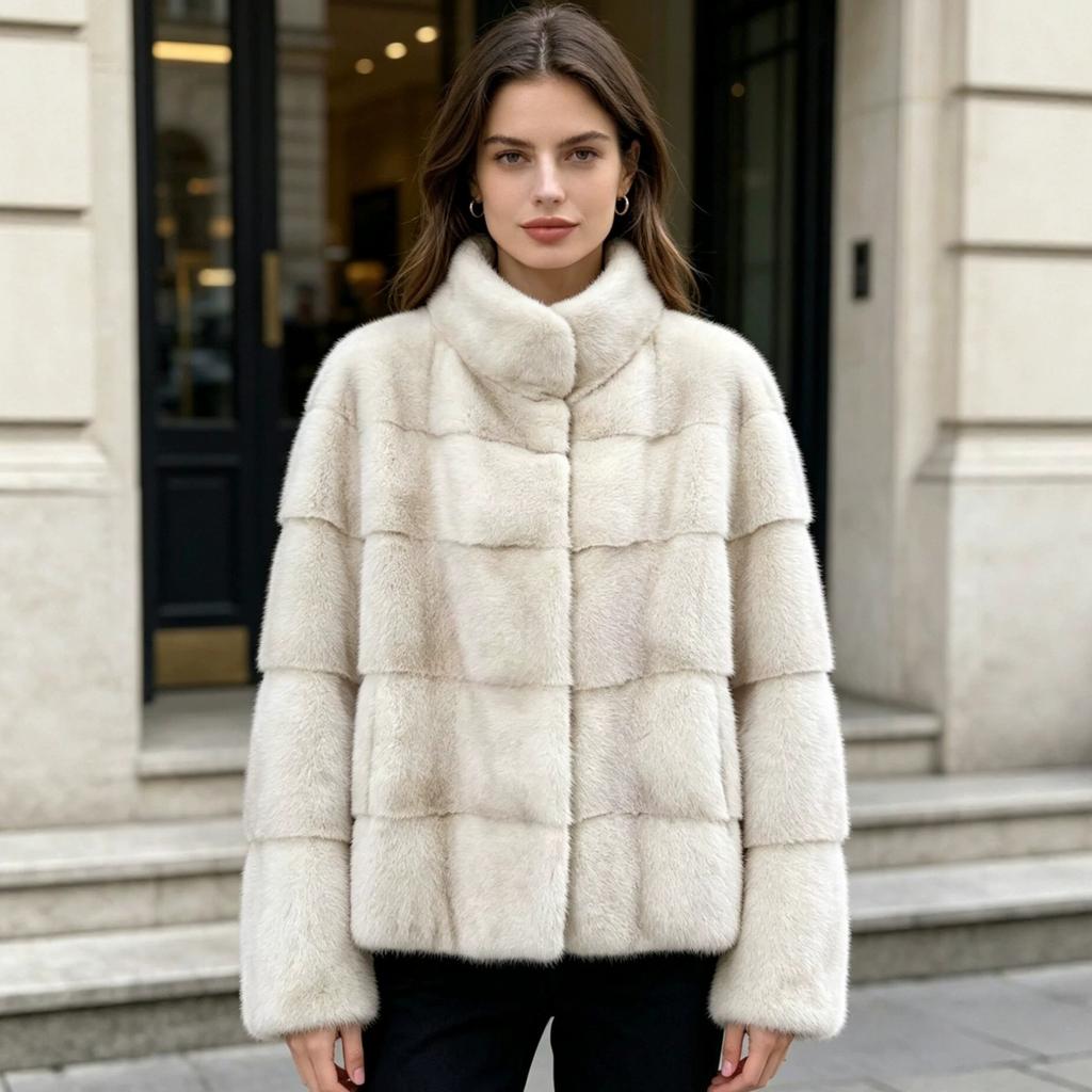 Winter new chinchilla imitation mink coat women's stand-up collar jacket young imitation mink fur