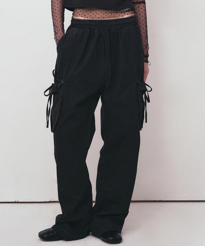 Nigaennikol Vintage Cargo String Wide Pants_Black