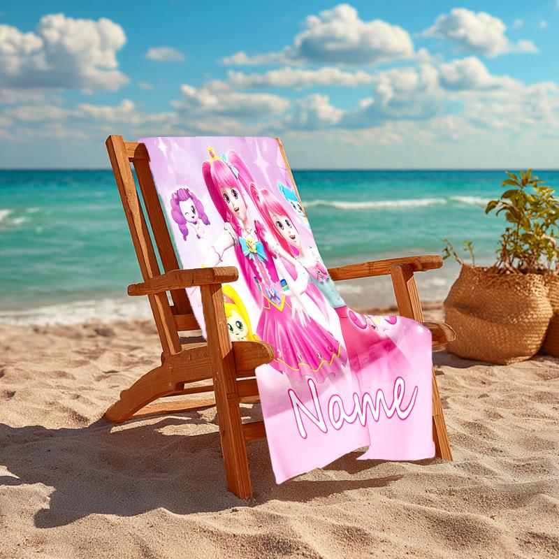 Personalized customized proof beach towel with Catch! Teenieping pattern - soft, absorbent, quick-drying, perfect swimming, camping&bathing