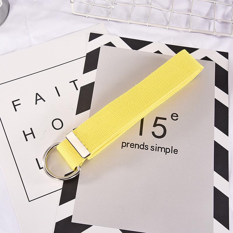 

Ремень унисекс из холщовой ткани с двумя кольцами для молодежи - стильный, универсальный и модный однотонный аксессуар 110cm x 3.8cm жёлтый