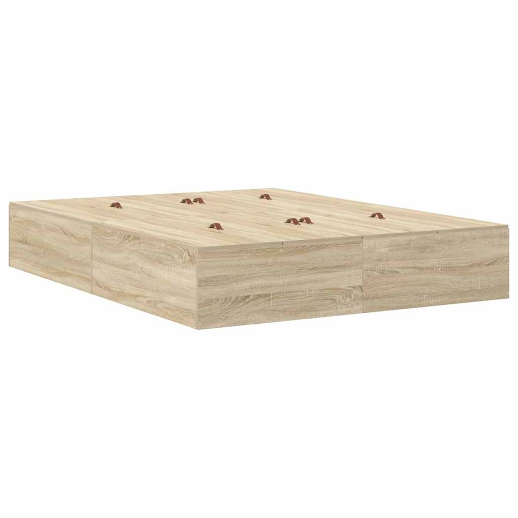 Storage Bed Frame Sonoma Oak 150 cm Particleboard
