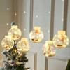 Christmas Curtain Garland For Window Balls Baubles Santa Claus Christmas + Remote Control