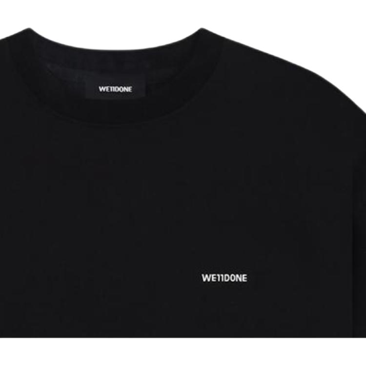 We11done Ss25 Shoulder Seam Decorative Casual Logo Printed Short Sleeve T-Shirt Unisex Tops WD-TT2-25-717-U-BK