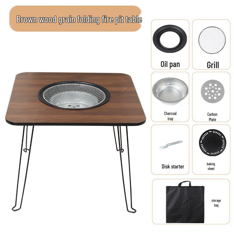 Outdoor Charcoal Grill Fire Pit Table Set