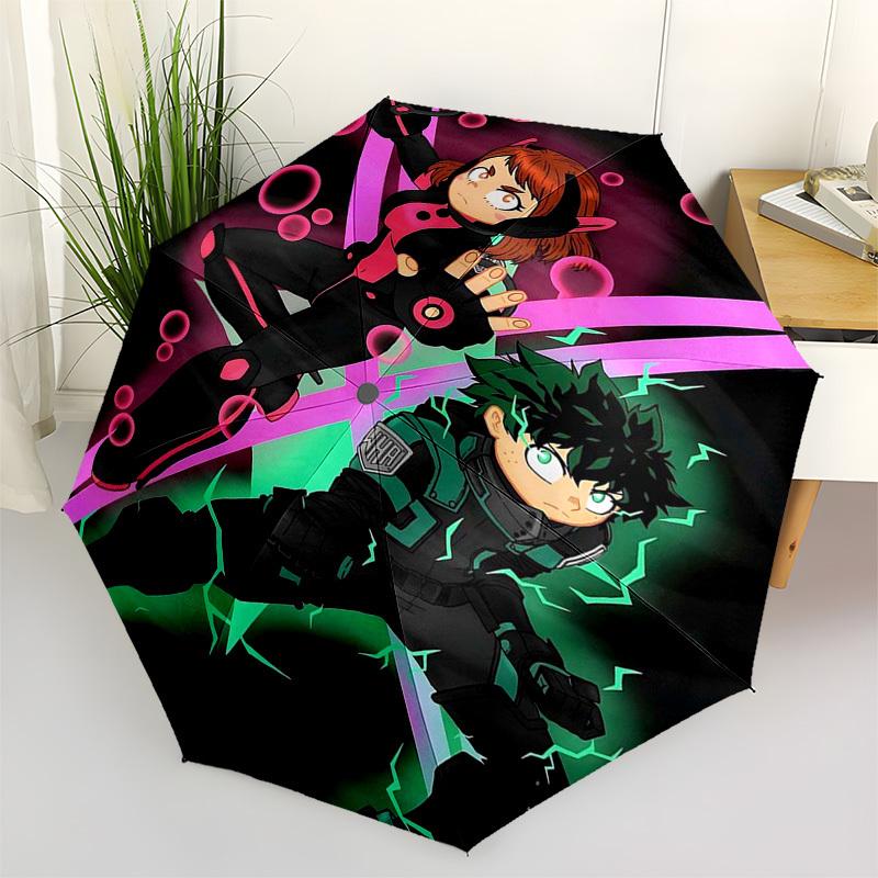 

1pc My Hero Academia Dabi & Midoriya Izuku Outdoor Umbrella - Automatic Opening/Closing, Portable 3-Fold Design with 8-Rib Iron Frame - Perfect Gift f