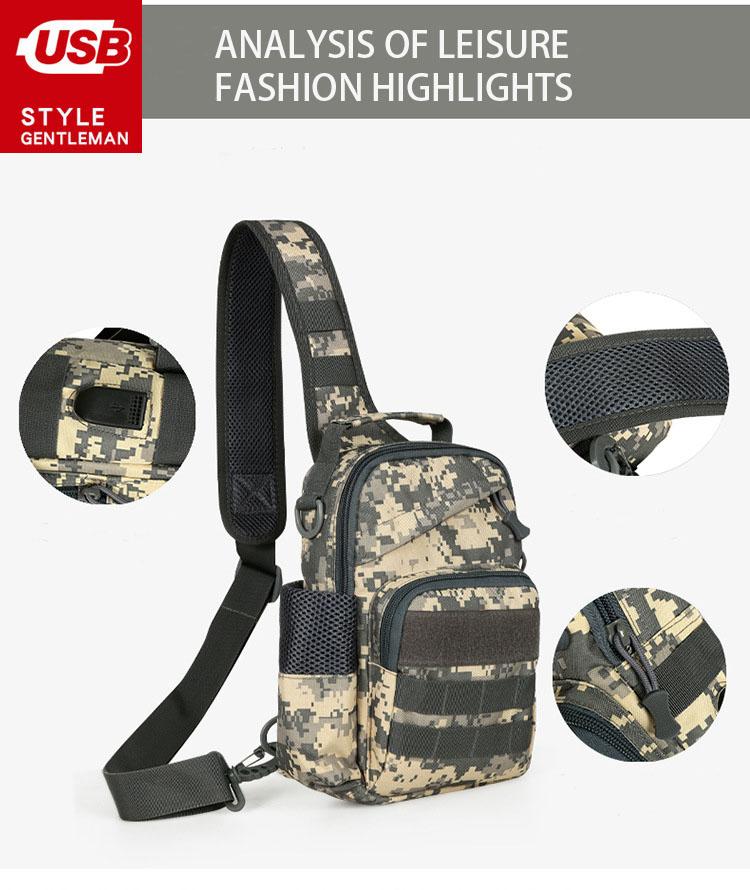 2024 New Sports  Backpack Shoulder Bag  Chest Bag Men Outdoor Hiking Camping   Hunting Fishing Pack Sling Molle Usb Bag Bag
