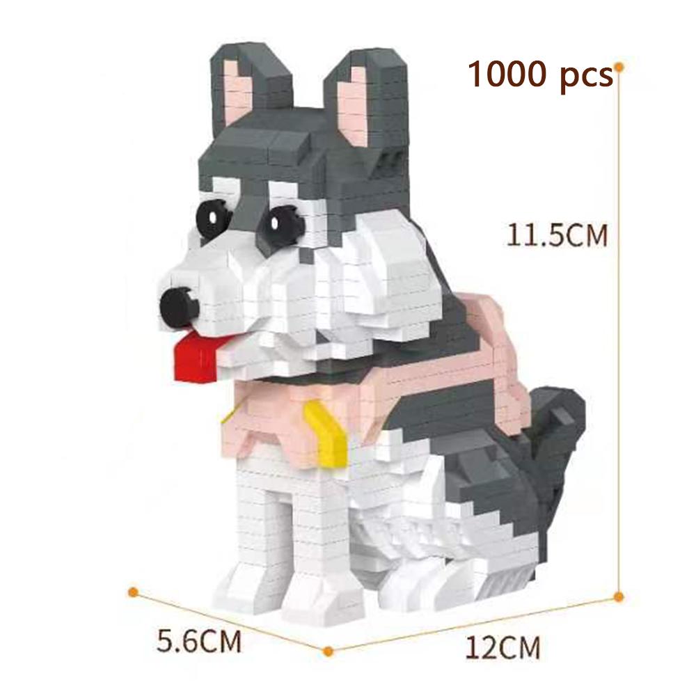 KNEW BUILT Dog Model Micro Mini Building Blocks Children Assemble Toys or Beginner Cute Bulldog Hughes Shiba Inu Pet Style Brick