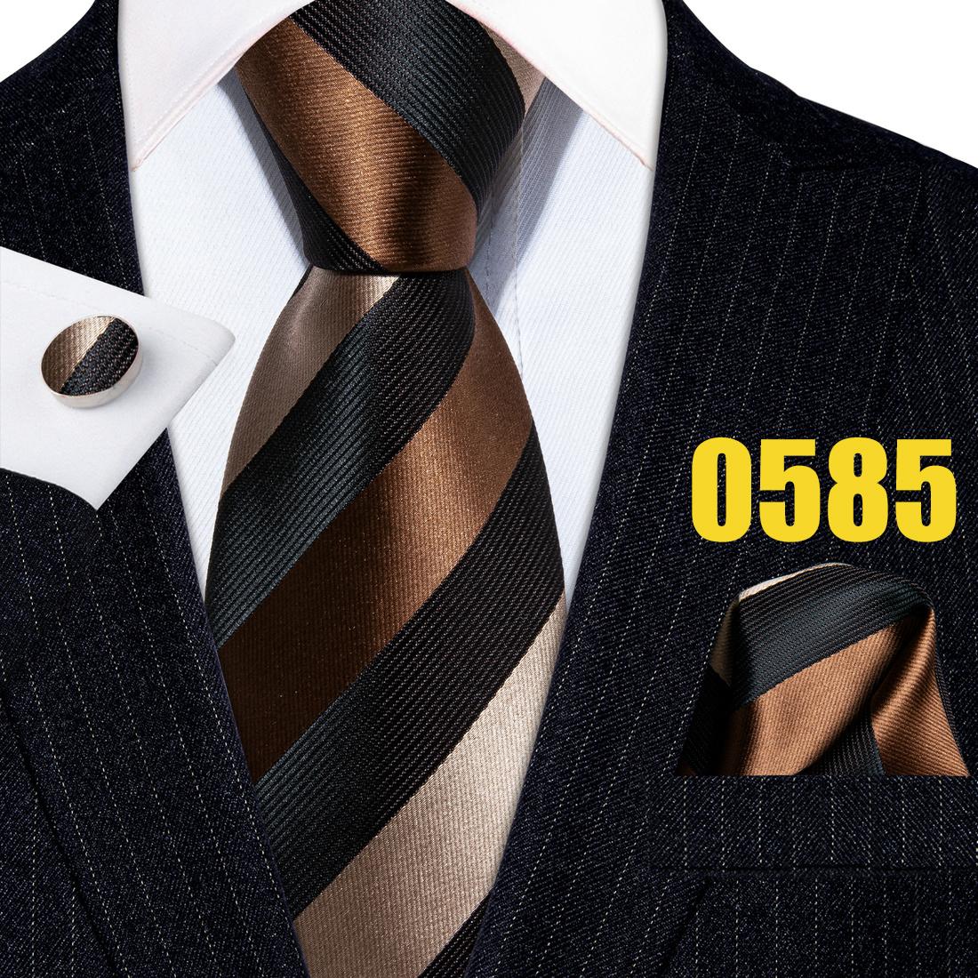 

Классический галстук Barry.Wang для мужчин, тканые шелковые полосатые галстуки, набор носовых платков, запонки, формальные повседневные N-0585