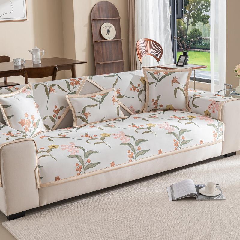 Pastoral  New Ice Silk Sofa Cushion Summer Mat Non-Slip Cushion Sofa Cover Cover Cloth All-Inclusive Seat Cushion