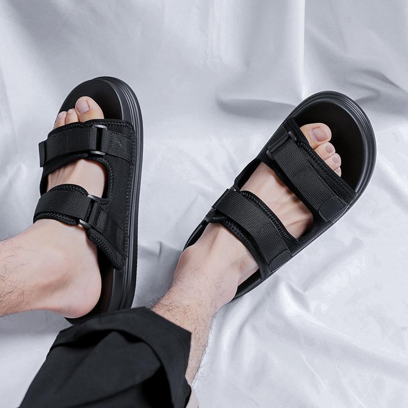 2025 one-word slippers men's summer casual beach shoes men's vacation wear wear wear-resistant cool slippers 1501-R