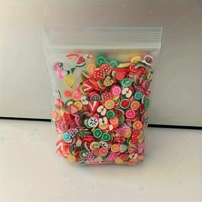 1000 Stück gemischtfarbige Ton-Fruchtscheiben 3D Nagelkunst Dekorationen, Hypoallergen für Schleimverzierungen, DIY Basteln und sortierte Dekorationen