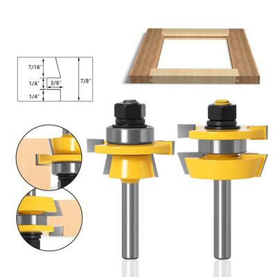 2PC 8mm Shank Rail & Stile Router Bit Set - Shaker Door Knife Woodworking Cutter Tenon Cutter for Woodworking Tools