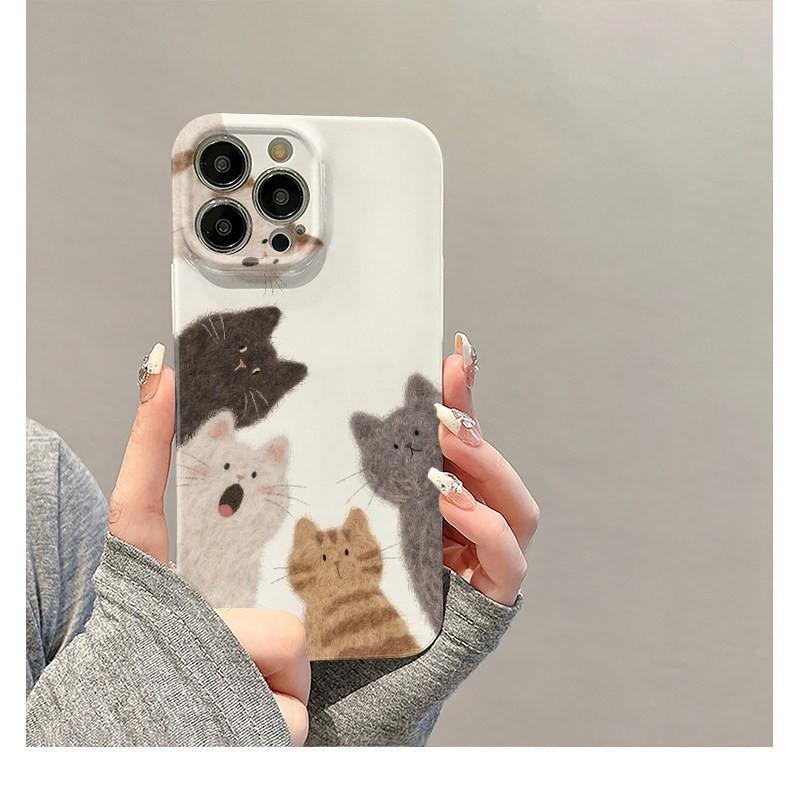 Five cats are suitable for Apple 17promax cartoon cute iPhone16Pro lens all-inclusive 15 new models