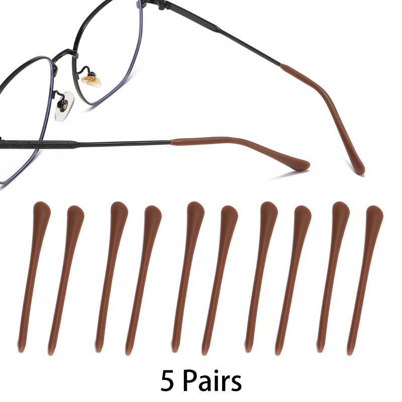 5 Perechi Per Set Mâneci Silicon pentru Brațe Ochelari Suporturi Moi pentru Brațe Ochelari Mini Păstrătoare Elastice Ochelari Multicolor brown